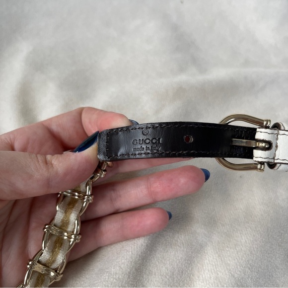 Vintage Gucci White Leather and Gold Chain Belt 1980’s - Picture 5 of 8